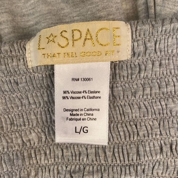 L*Space North Shore Strapless Jumpsuit Drawstring Waist Grey NWOT. Size: LARGE - Picture 6 of 6